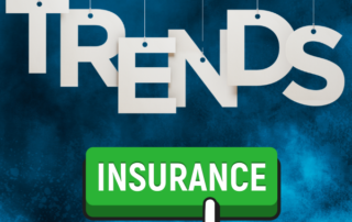 INSURANCE BUYING 1 | McCormick Insurance Hanging white letters spell TRENDS above a green INSURANCE button being clicked by a cursor hand