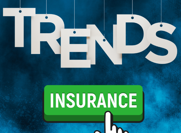 INSURANCE BUYING 1 | McCormick Insurance Hanging white letters spell TRENDS above a green INSURANCE button being clicked by a cursor hand